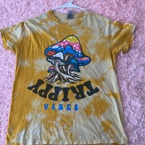 Child Small Yellow Hippie mushroom Gildan shirt